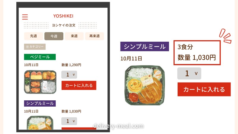 ヨシケイ宅配冷凍弁当シンプルミールは価格が安い